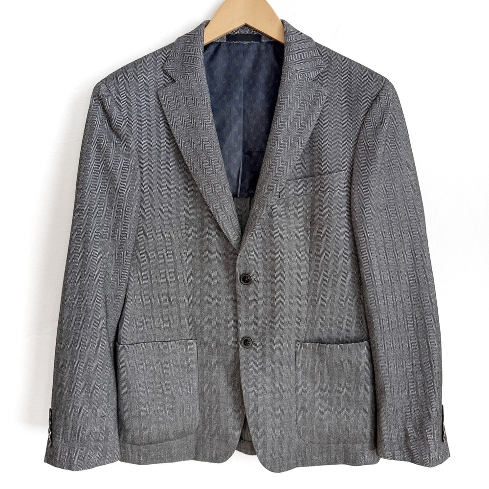 Lauren Ralph Lauren Men's Gray Herringbone Blazer‎ Jacket 36S NWOT Black Label